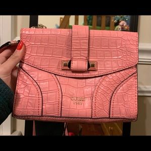 GUESS Pink Islington Croc Crossbody Bag